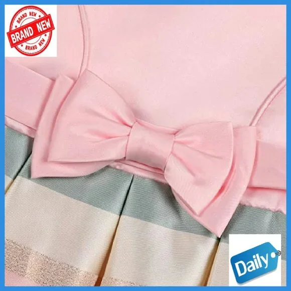 Girls Princess Bow Dress Sleeveless Knee Length Party Formal Occasion - Picture 4 of 7